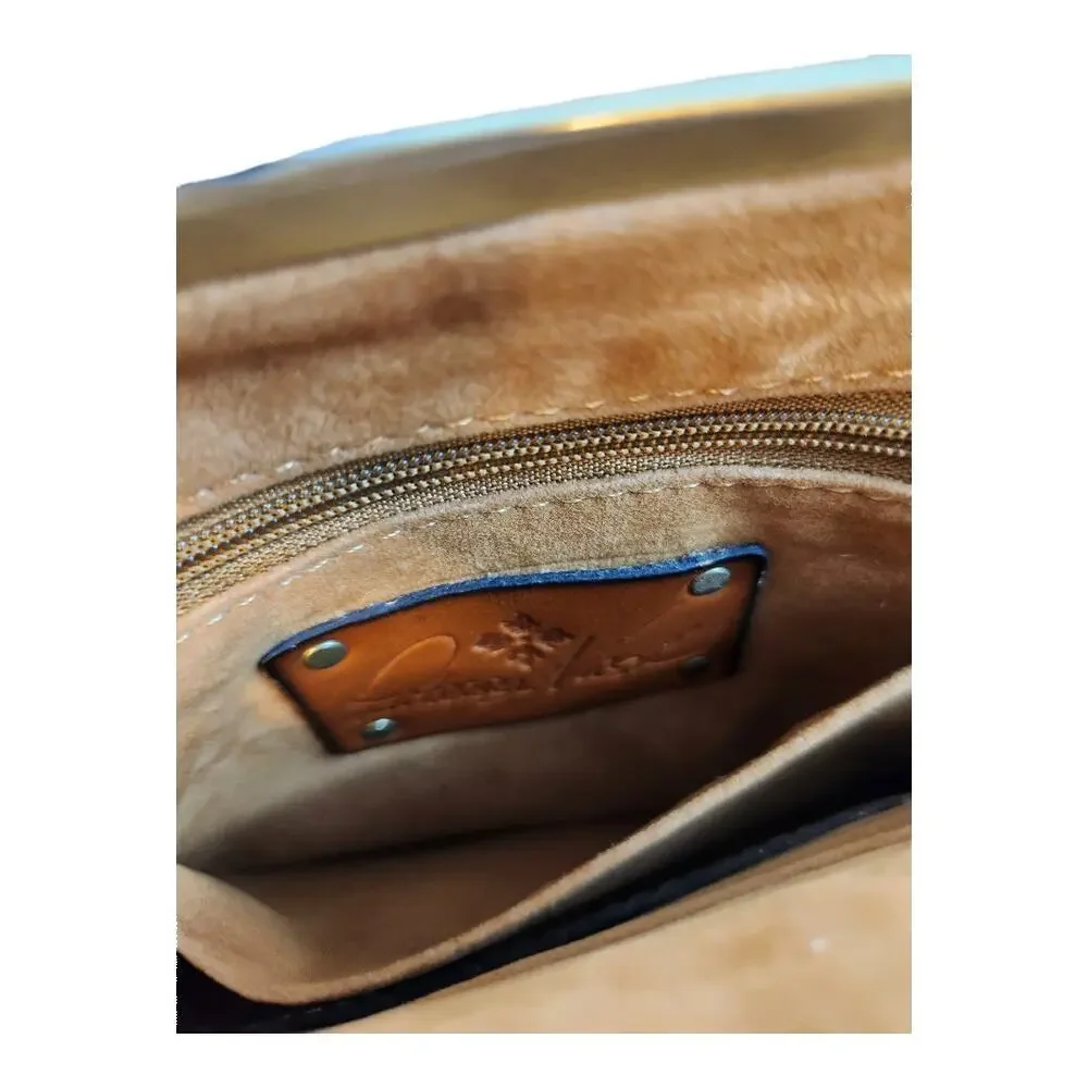 Patricia Nash Savena tooled brown leather clutch kisslock wallet missing strap